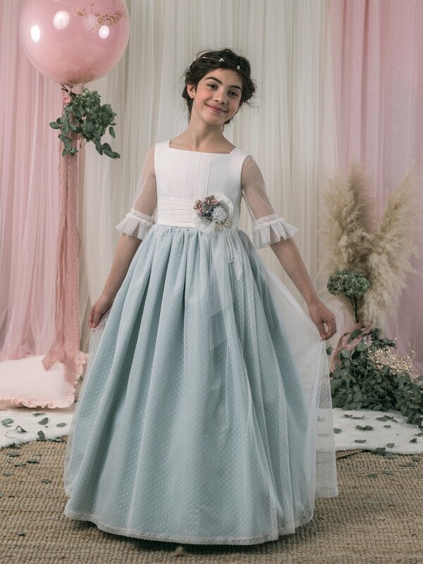 Vestido tul plumeti Q810 Lola rosillo