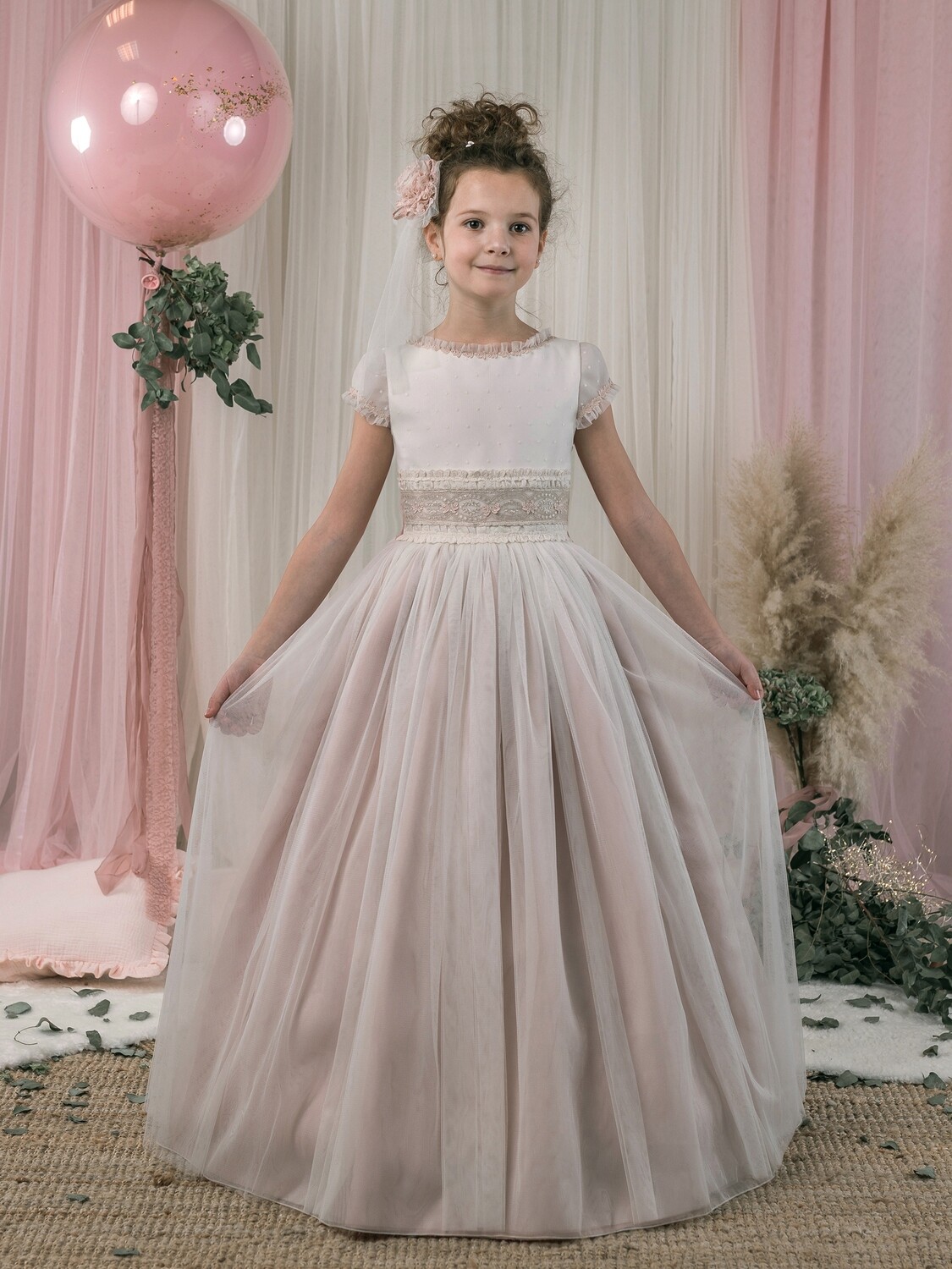 Vestido tul plumeti Q782 Lola rosillo