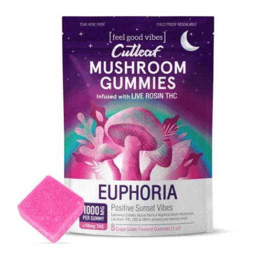 Euphoria Mushroom Gummy, Flavors: Grape Gelato, Type: SUNSET