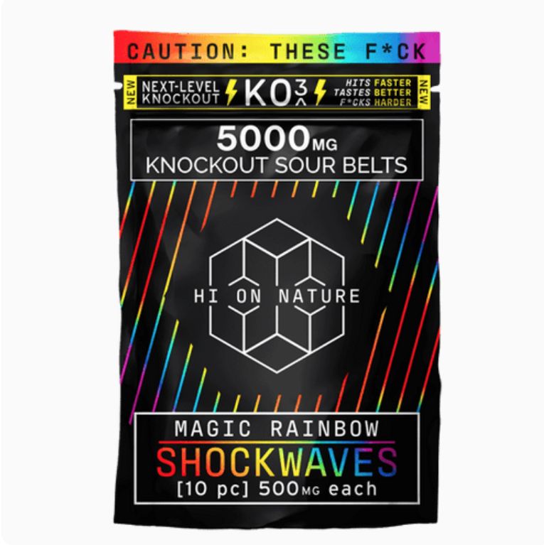 Knockout Sour Belts 5000mg, Flavors: Magic Rainbow