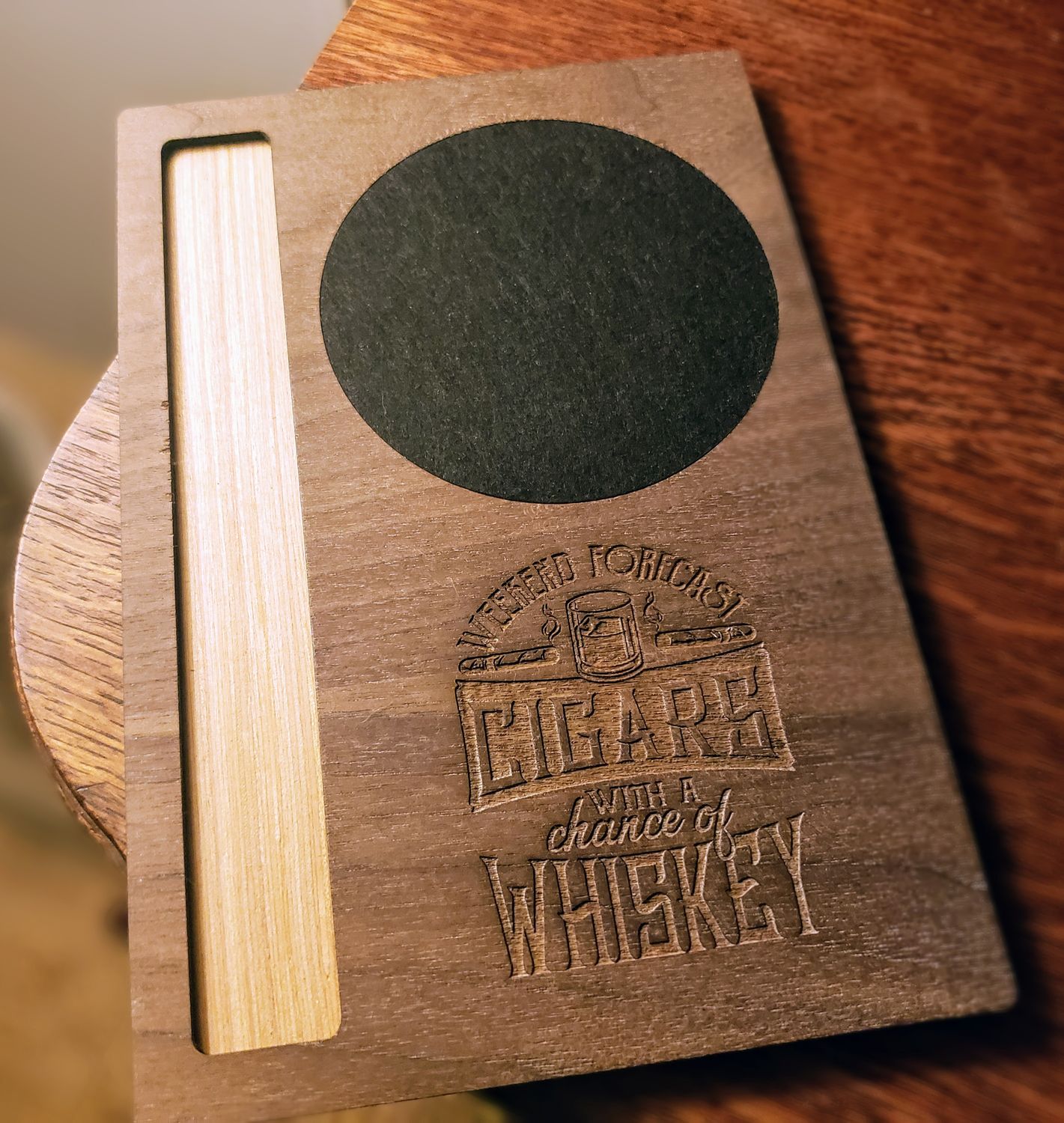 Whiskey Cigar Coaster - Weekend Forecast