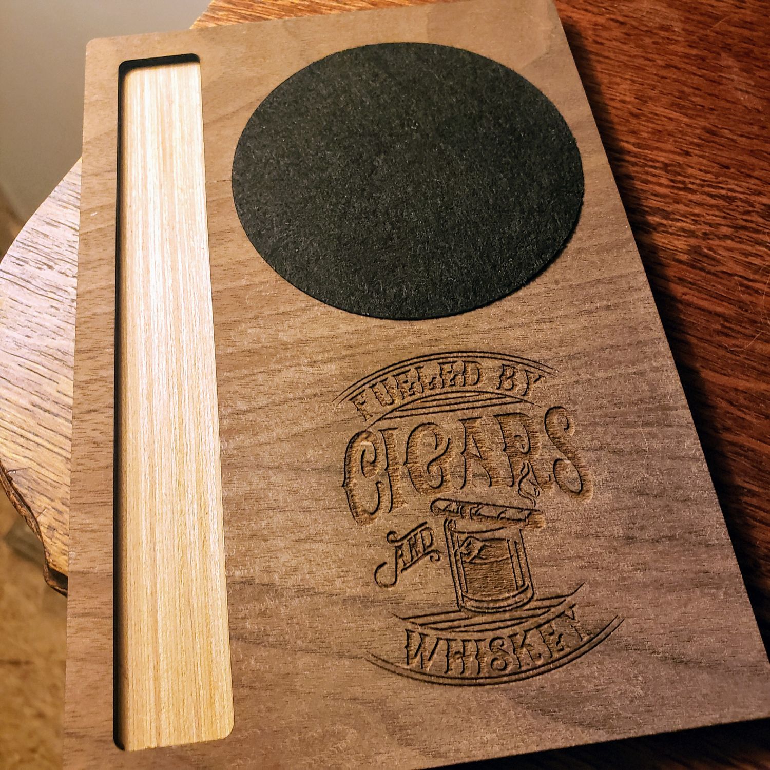 Whiskey Cigar Coaster - Fueled By Cigars