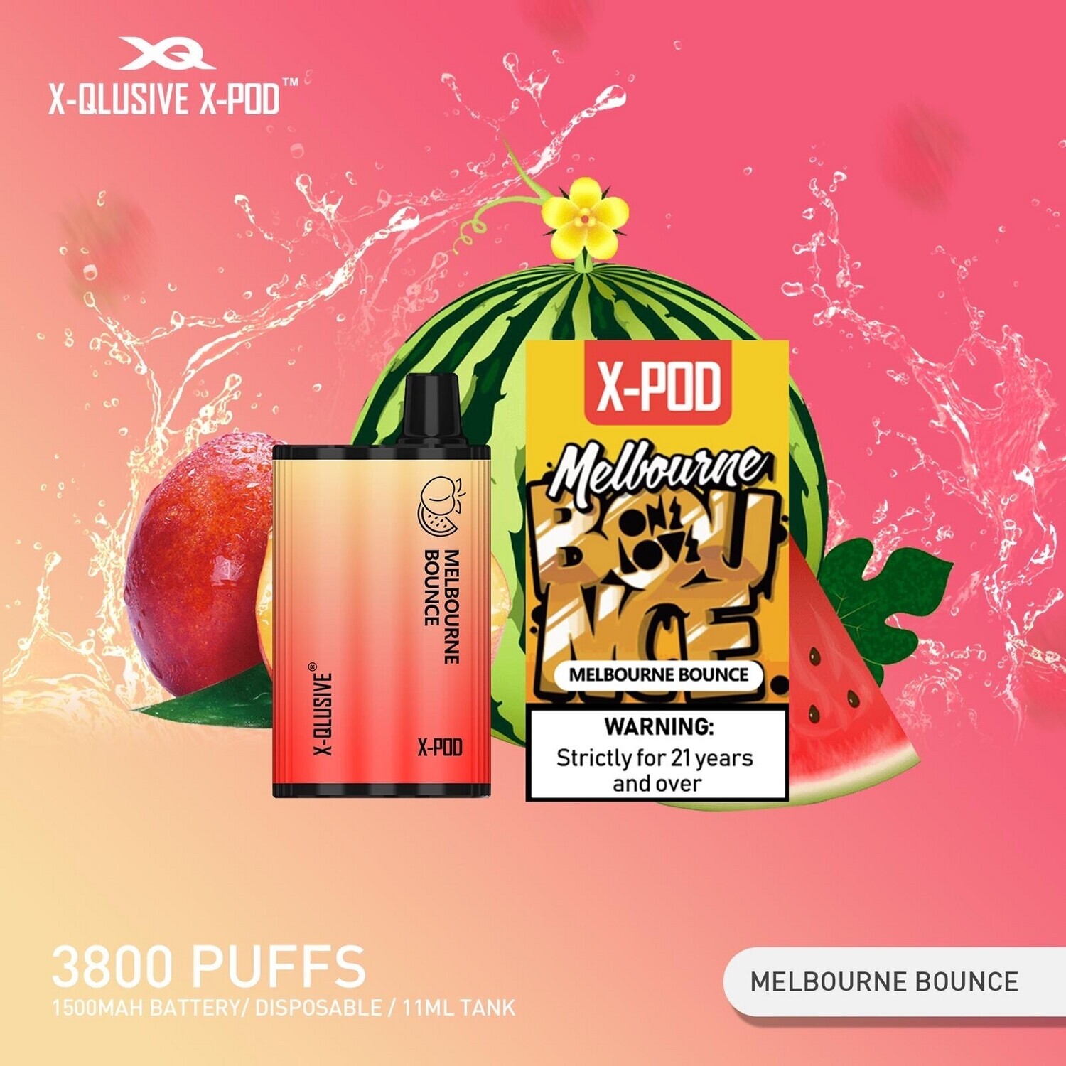 XPOD 3800 Melbourne Bounce ( Watermelon Peach ice )