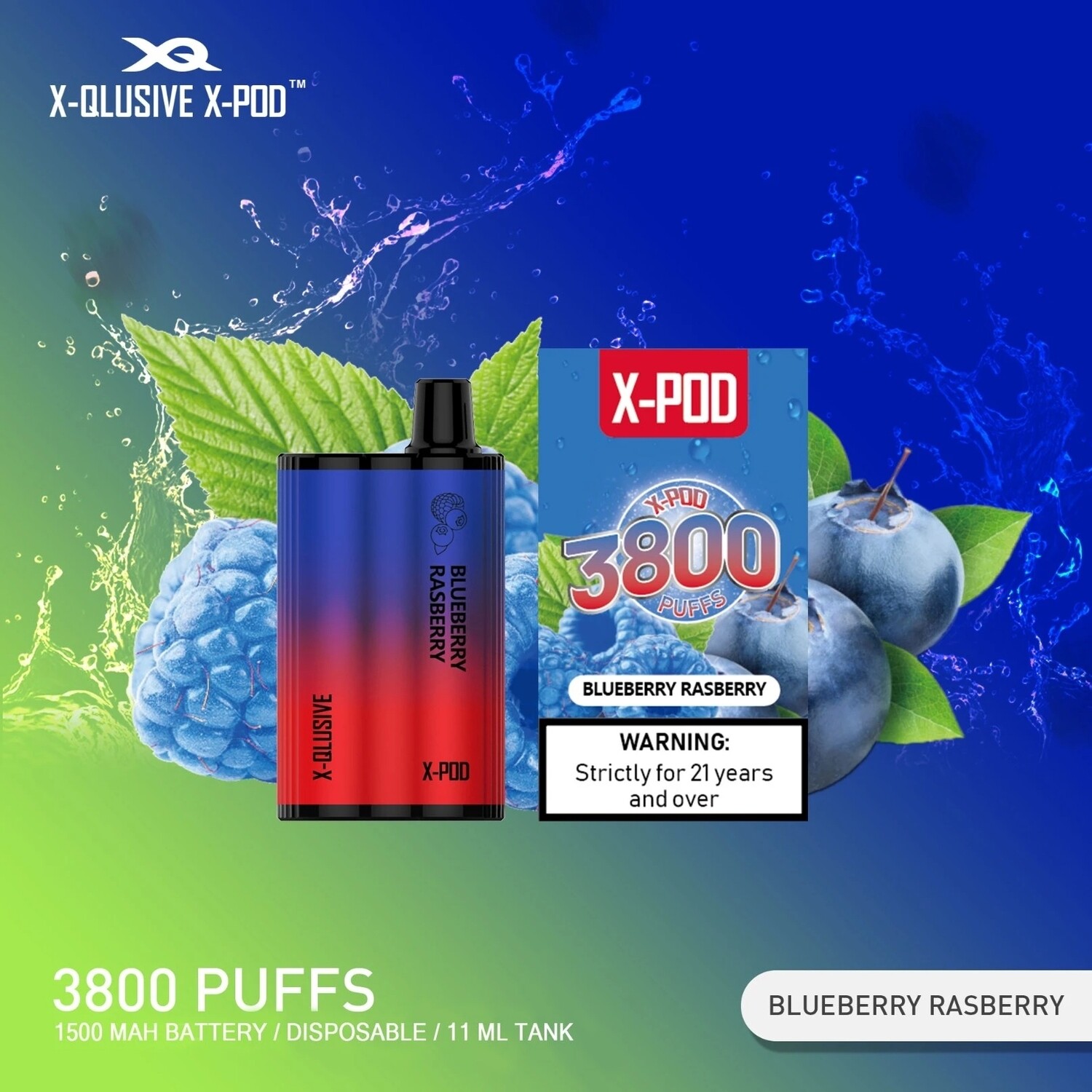 XPOD 3800 Blueberry Raspberry 🍓🫐