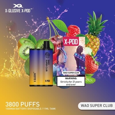XPOD 3800 Wao Super Club ( Mixed fruits Ice)🍍🍓🫐🥝🍒