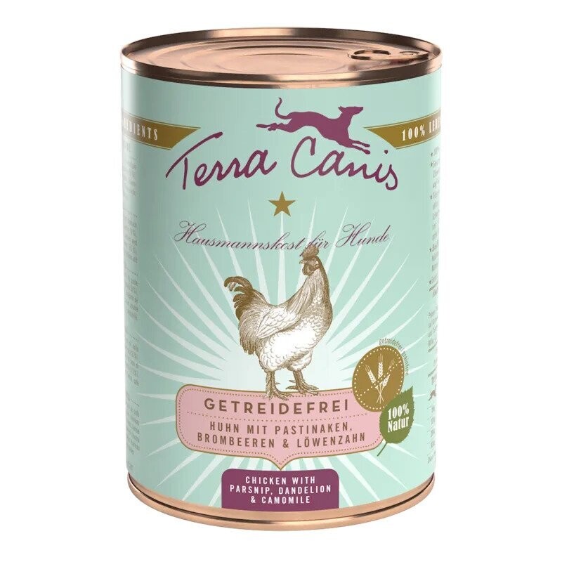 GRAIN-FREE Pollo con chirivía, zarzamora y diente de león