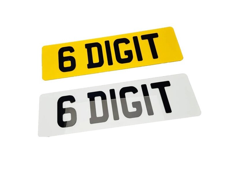 Pair Short Registration Plate (6 letters max)