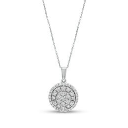 1/2 CT. T.W. Composite Diamond Double Frame Pendant in 10K White Gold