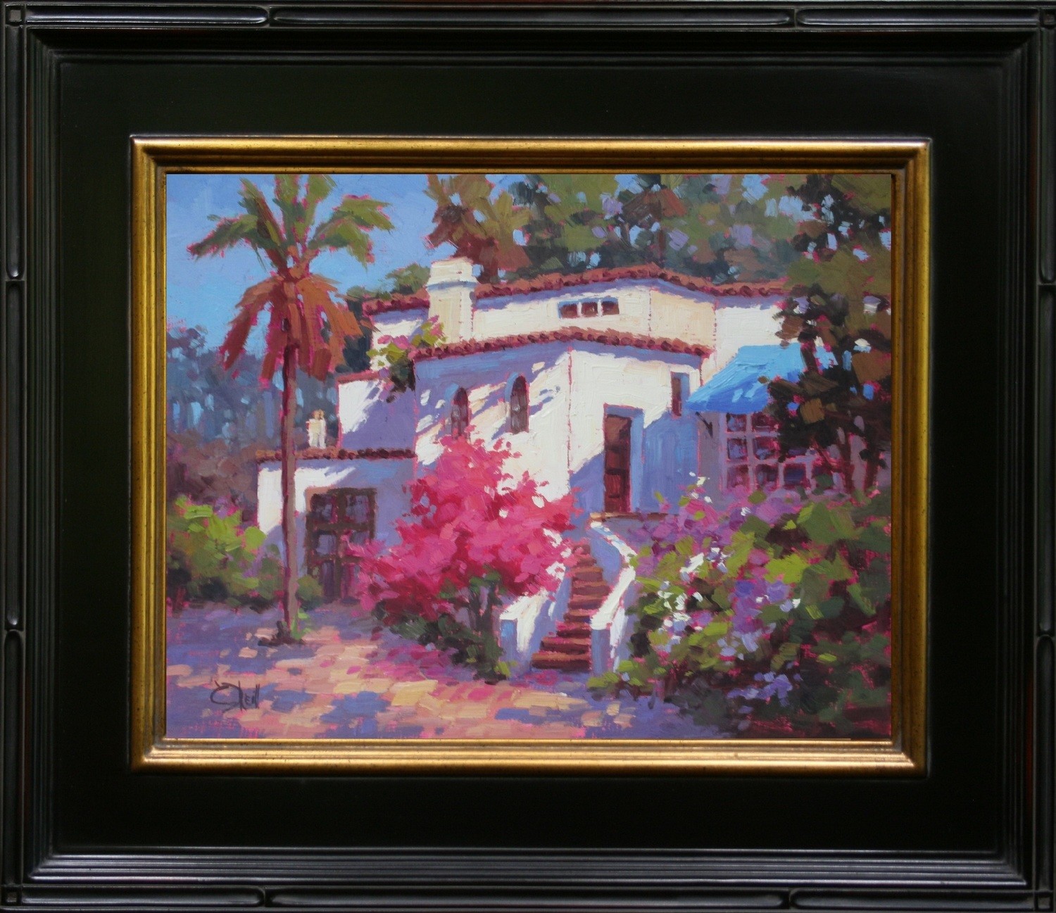 Villa in Afternoon Sun  12 x 16 oil painting. Framed price , Also available unframed. Free Shipping