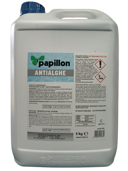 Antialghe Liquido per Piscina Effetto azzurrante - PAPILLON 5kg