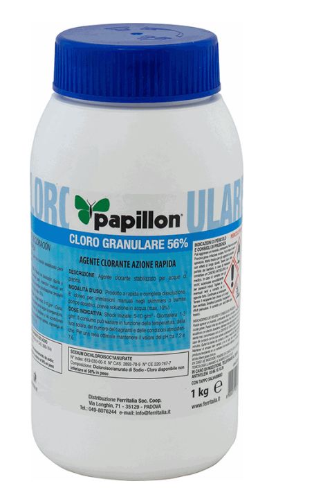 Cloro per Piscina in Polvere "Granulare 56%" - PAPILLON - 1kg