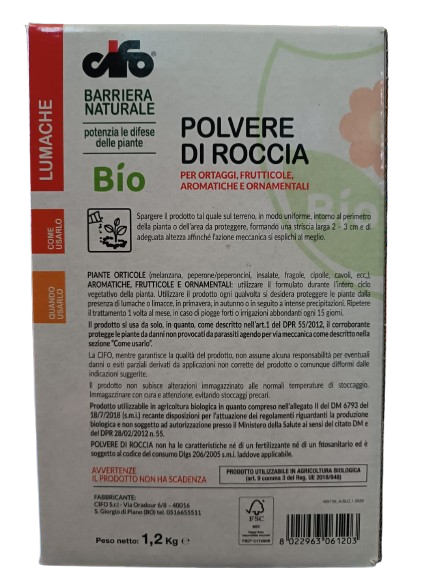 Polvere di Roccia - Disabituante Lumache e Limacce - CIFO - 1,2kg