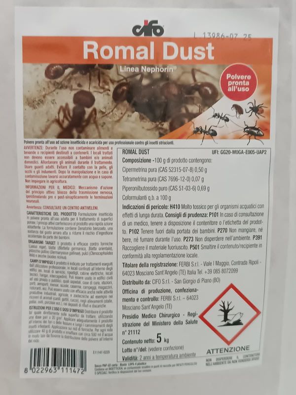 Romal Dust Insetticida contro insetti striscianti - CIFO - 5kg