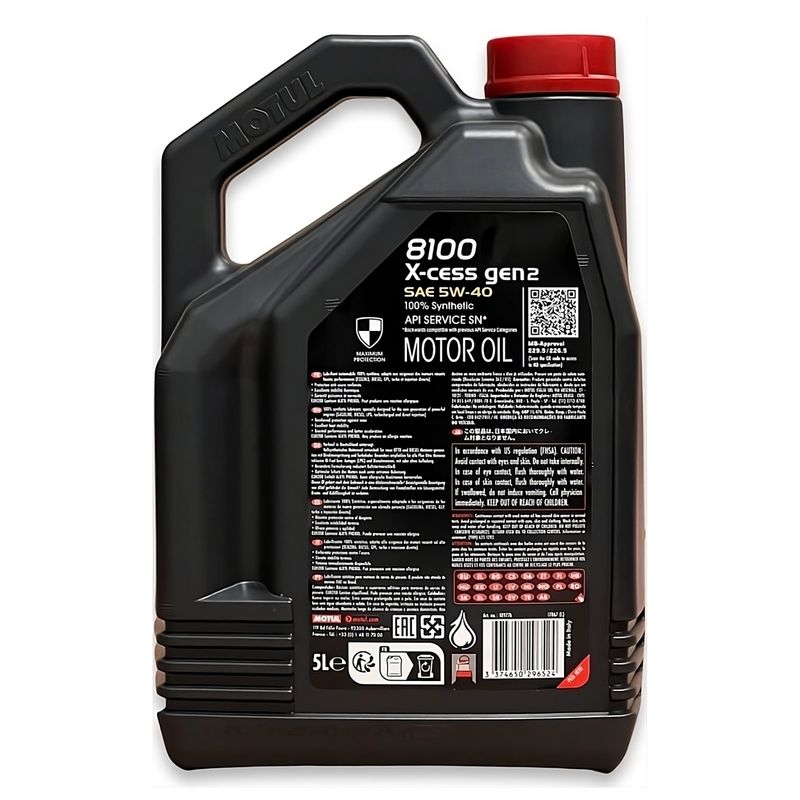 Motul 8100 X-CLEAN GEN2 5W40 – Olio motore 100% sintetico 5 litri