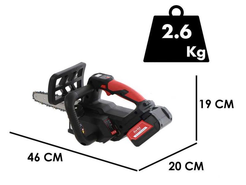 Motosega elettrica a batteria Blue Bird THCS 22-07 – 2 Batterie Litio 18V 5Ah – Lama 20 cm + guanti antitaglio in omaggio