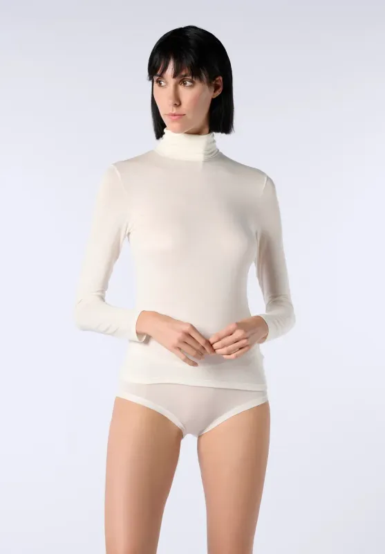 Maglia dolcevita in micromodal e cashmere