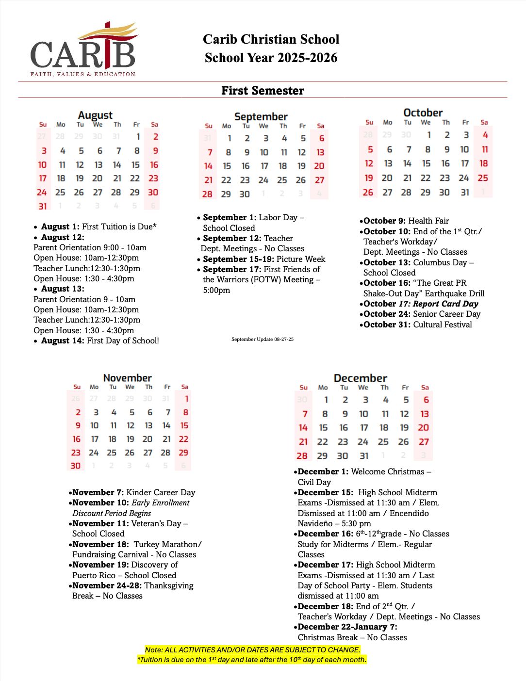 Monthly Tuition/Mensualidad