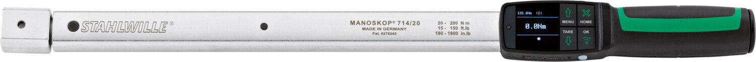 Clé dynamométrique électromécanique à lecture de couple et mesure de l’angle de séries MANOSKOP® à attachement pour embouts réf. 714 - Taille 20 - 14x18