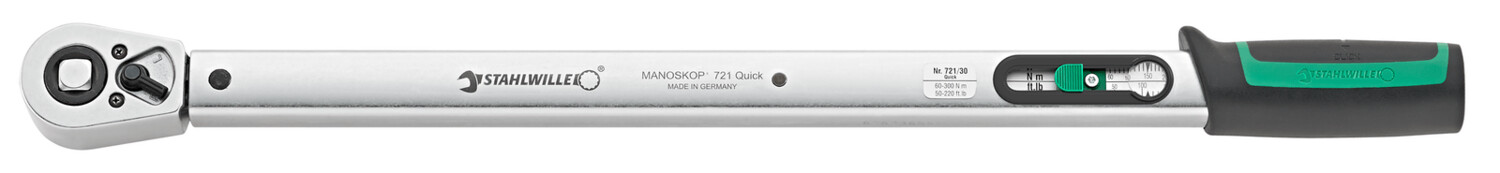 Clé dynamométrique standard MANOSKOP® à cliquet fixe réf. 721 Quick - Taille 30