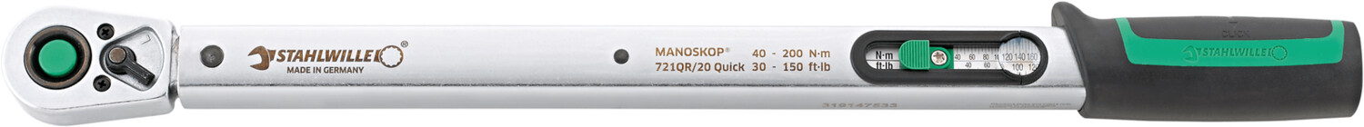 Clé dynamométrique service MANOSKOP® à cliquet fixe QuickRelease réf. 721QR Quick - Taille 20