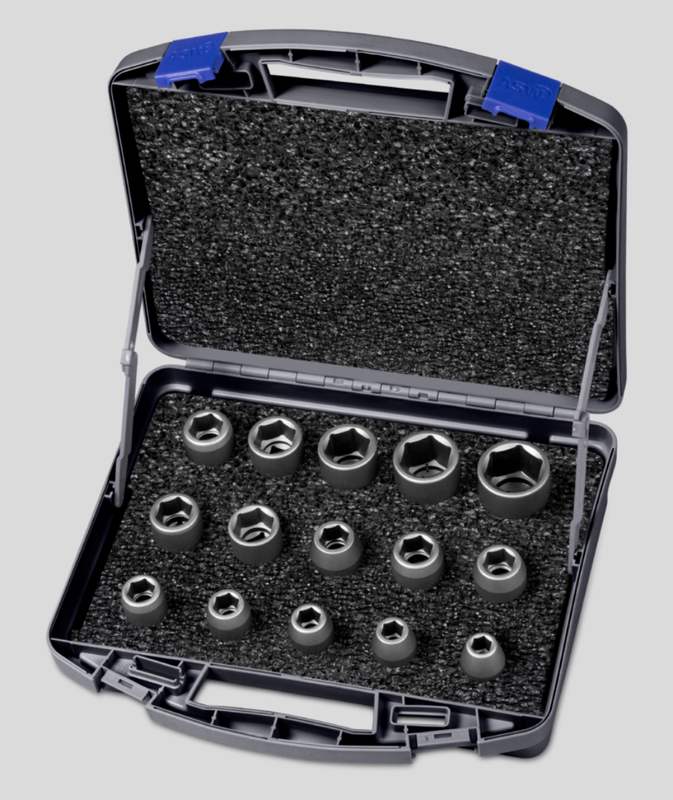 Jeu de douilles standard courtes en carré de 1/2" avec mallette