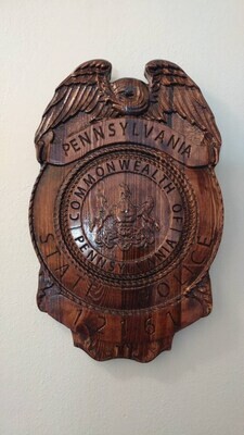 3D V CARVED - Personalized Pennsylvania State Trooper Police Badge V Carved Wood Sign