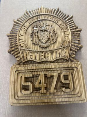Custom NYPD Detective Badge 3D V Carved Wood Sign