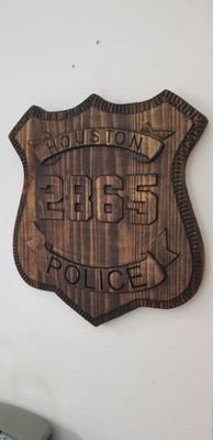 Custom Personalized Houston Police Badge  - Personalized Badge 3D V Carved Wood Sign