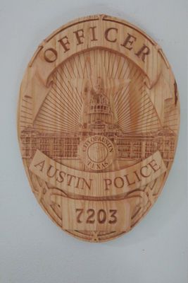Austin Texas Police Badge - 3D V CARVED - Personalized Police Badge V Carved Wood Sign