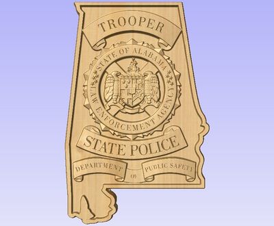 3D V CARVED - Personalized Alabama State Trooper Police Badge V Carved Wood Sign