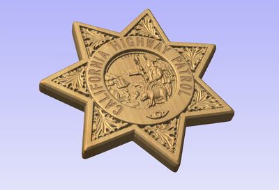 3D V CARVED Custom California Highway Patrol Badge Wood Sign