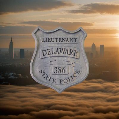 3D V CARVED - Personalized Delaware State Trooper Police Badge V Carved Wood Sign