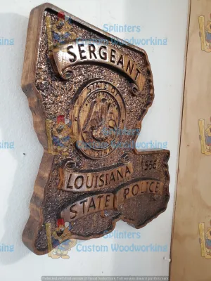 3D V CARVED - Personalized Louisiana State Trooper Police Badge V Carved Wood Sign