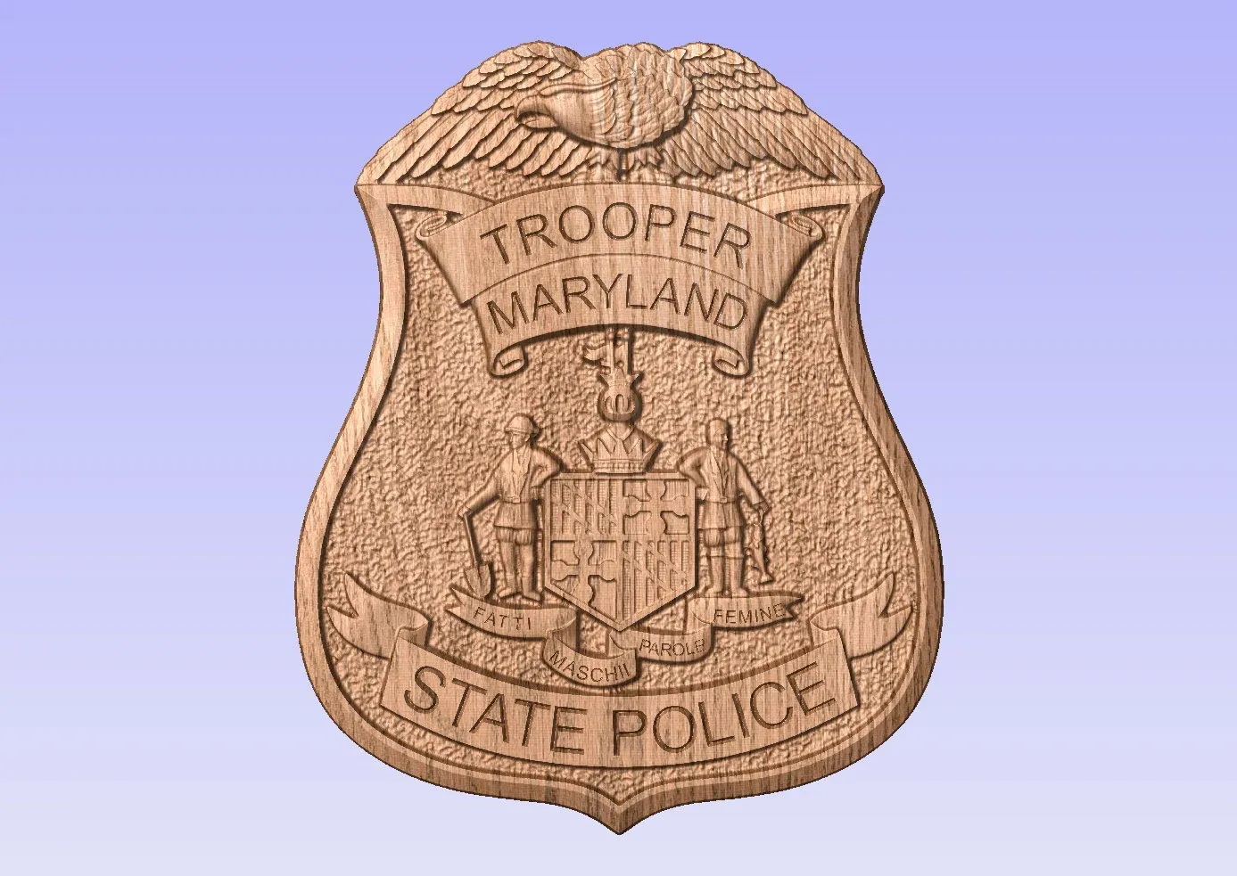 3D V CARVED - Personalized Maryland State Trooper Police Badge V Carved Wood Sign