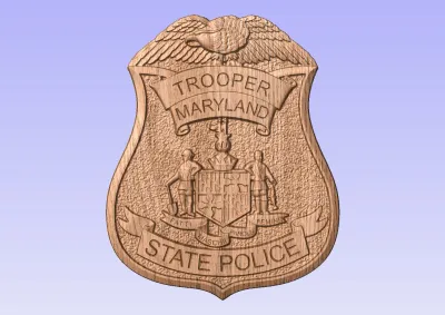 3D V CARVED - Personalized Maryland State Trooper Police Badge V Carved Wood Sign