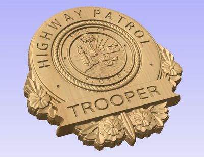 3D V CARVED - Personalized Florida State Trooper Police Badge V Carved Wood Sign