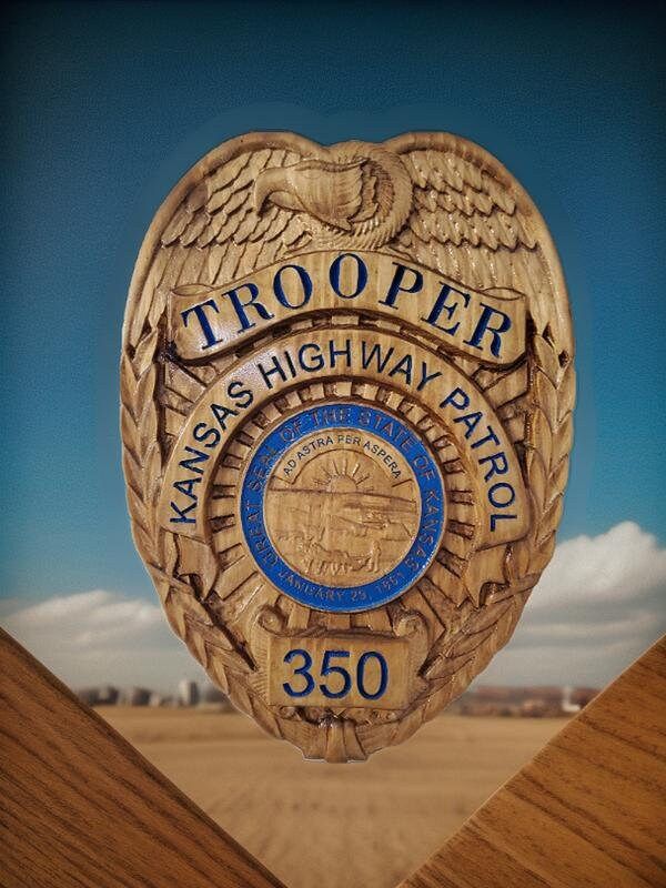 3D V CARVED - Personalized Kansas Highway Patrol Badge Wood Sign