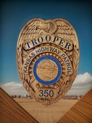 3D V CARVED - Personalized Kansas Highway Patrol Badge Wood Sign