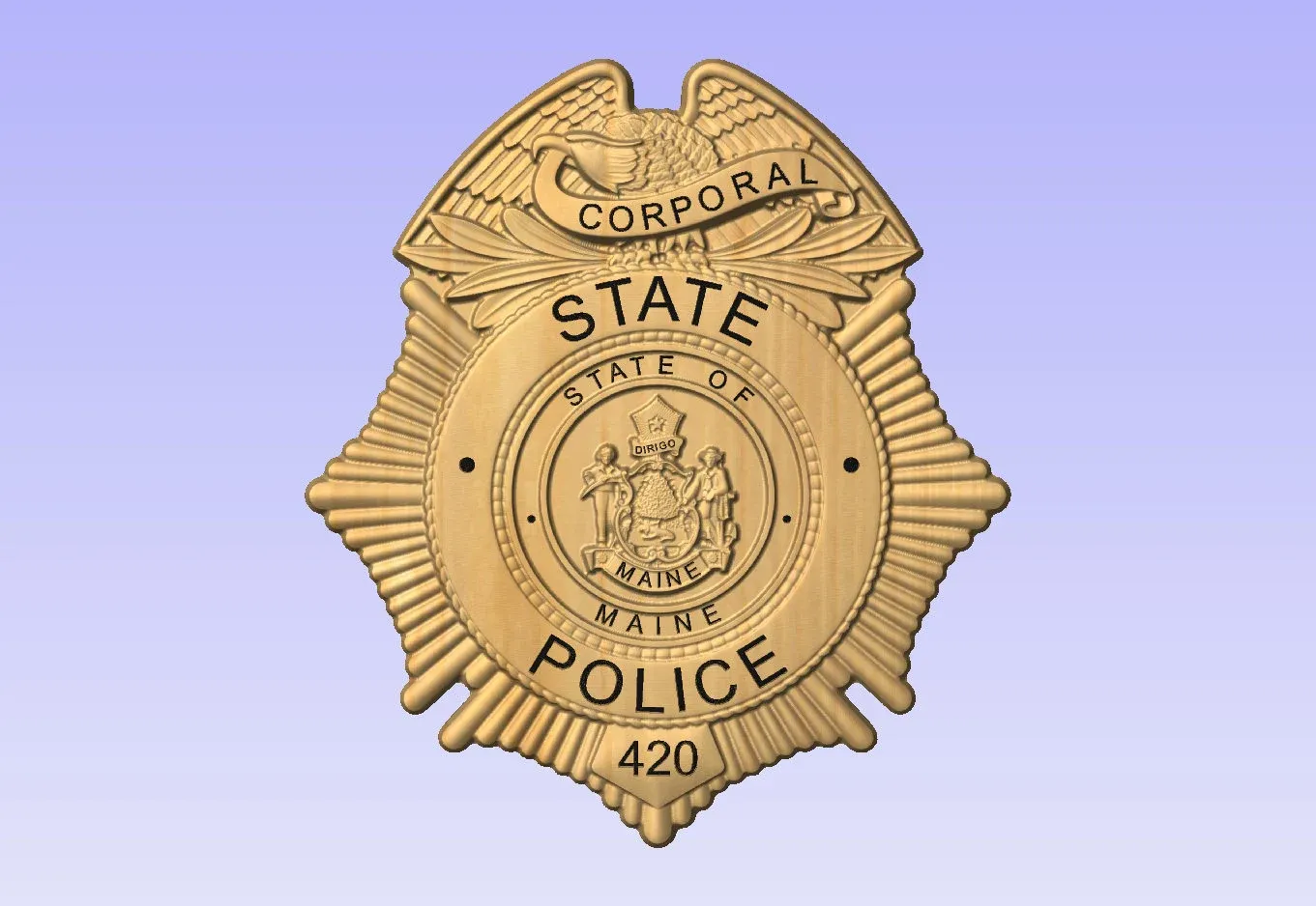 3D V CARVED - Personalized Maine State Trooper Police Badge V Carved Wood Sign
