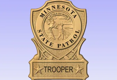 3D V CARVED - Personalized Minnesota State Trooper Police Badge V Carved Wood Sign