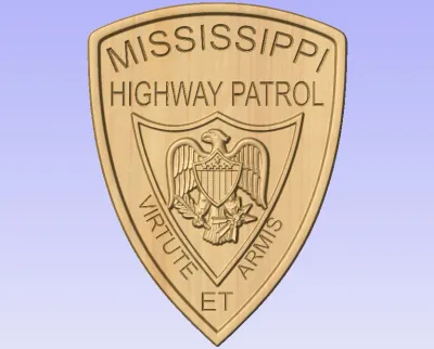 3D V CARVED - Personalized Mississippi Highway Patrol State Police Patch Wood Sign