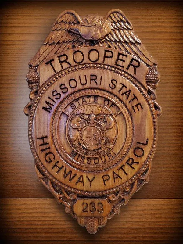 3D V CARVED - Personalized Missouri Highway Patrol State Trooper Police Badge V Carved Wood Sign