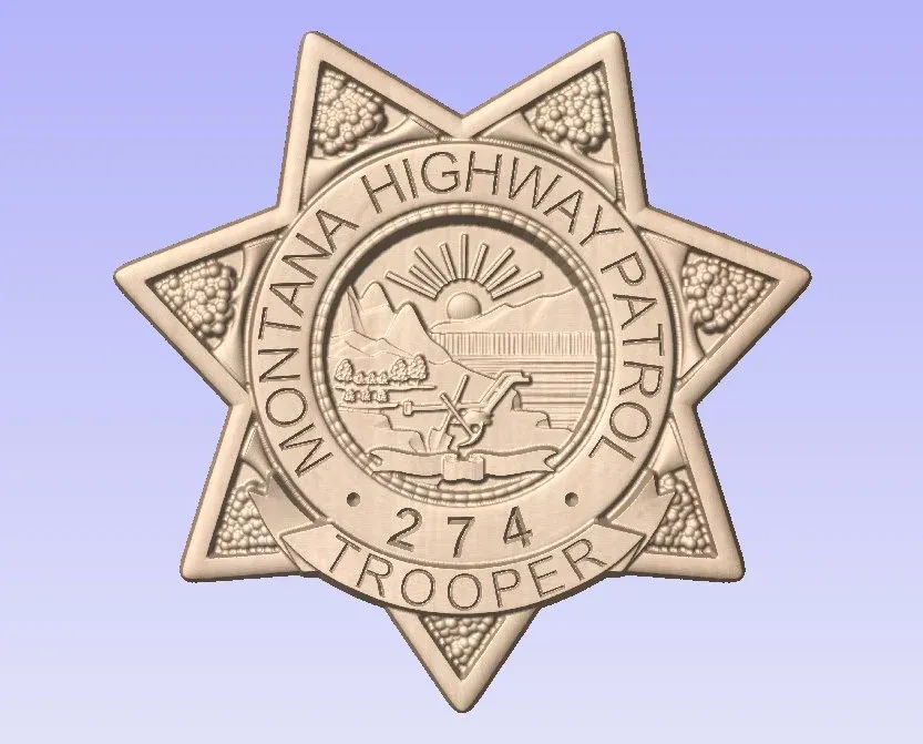 3D V CARVED - Personalized Montana Highway Patrol State Trooper Police Badge V Carved Wood Sign