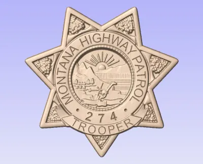 3D V CARVED - Personalized Montana Highway Patrol State Trooper Police Badge V Carved Wood Sign