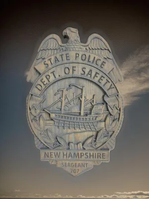 3D V CARVED - Personalized New Hampshire State Trooper Police Badge V Carved Wood Sign