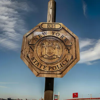 3D V CARVED - Personalized New York State Trooper Police Badge V Carved Wood Sign