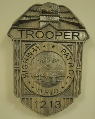 3D V CARVED - Personalized Ohio State Trooper Police Badge V Carved Wood Sign