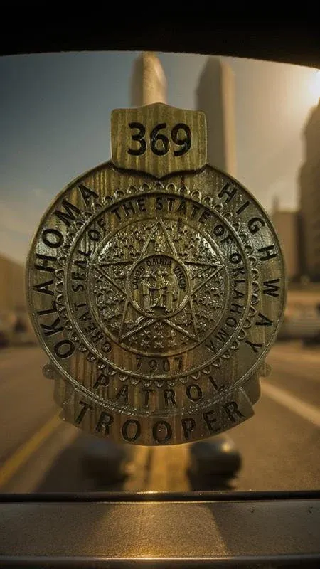 3D V CARVED - Personalized Oklahoma Highway Patrol State Trooper Police Badge V Carved Wood Sign