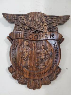 3D V CARVED - Personalized North Carolina State Trooper Police Badge V Carved Wood Sign