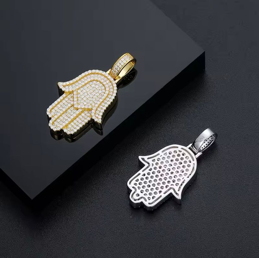 Moissanite Hamsa Pendant